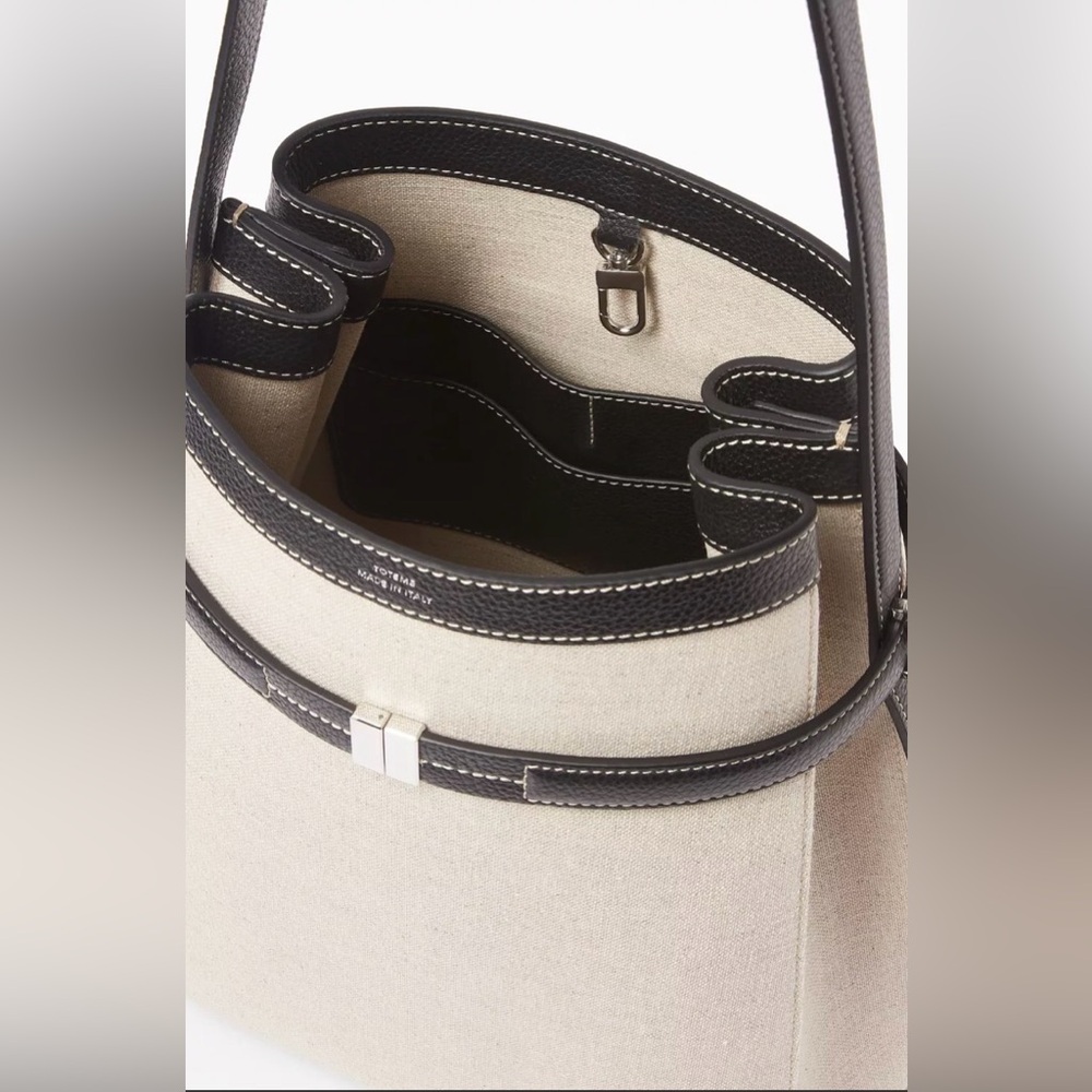 Toteme Belted Backed Bag, Canvas Black Leather - Picture 8 of 17